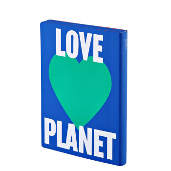 Nuuna, Notebook, Flex cover from recyceltem leather doted pages, blue-white-red-green, Planet Love, back